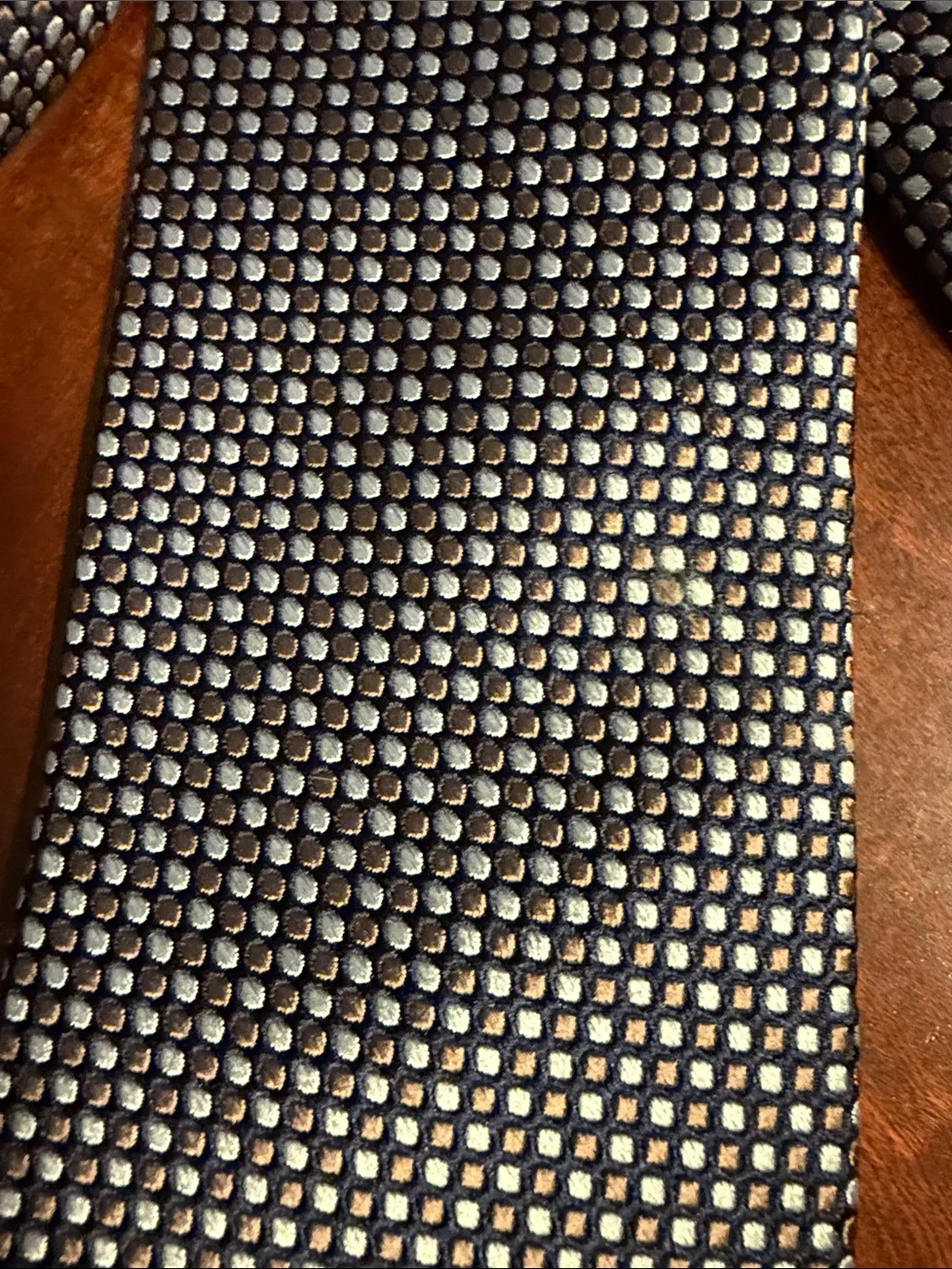 Two Jos. A. Bank Ties - Yellow and Blue Striped & Brown Micro-Pattern Neckties